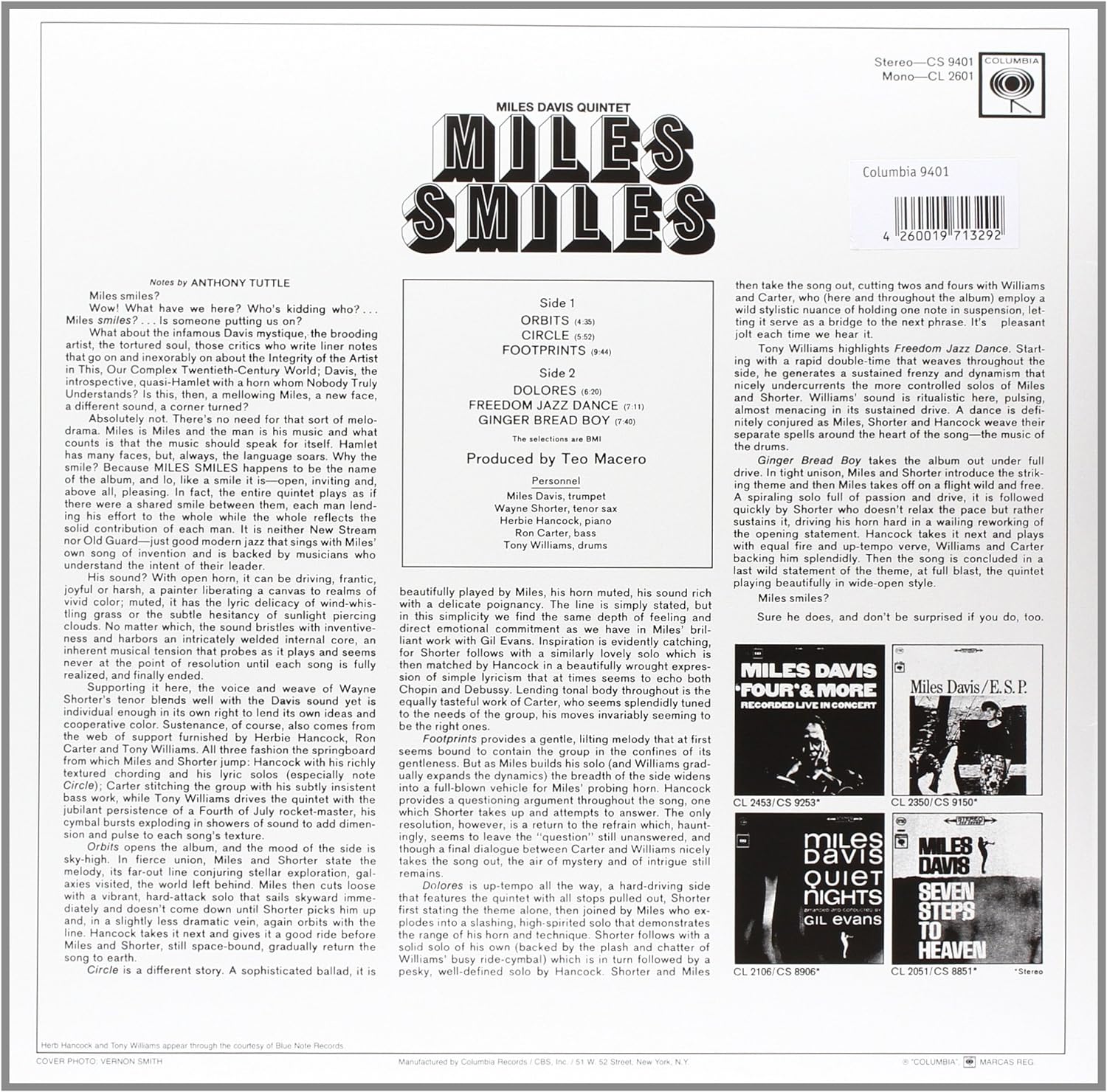 Miles Smiles Vinyl The Miles Davis Quintet