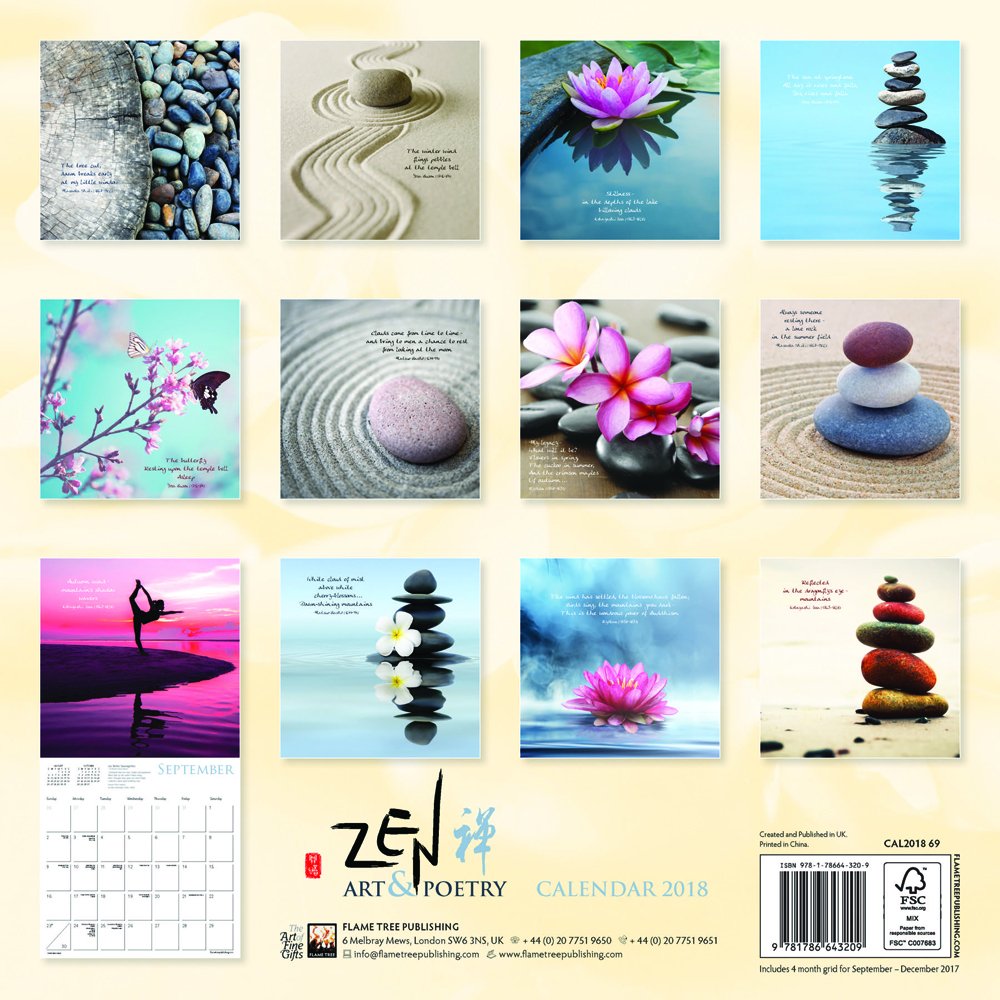 Calendar de perete 2018 Zen Art & Poetry Flame Tree Publishing