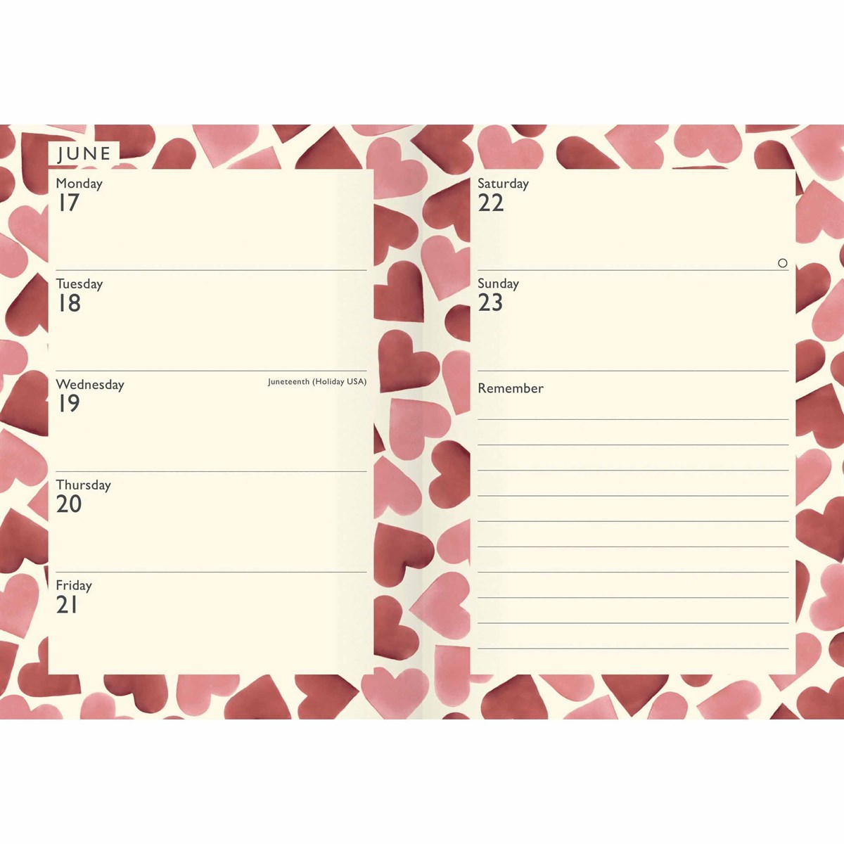 Agenda 2024 Emma Bridgewater Hearts Weekly Diary Carousel