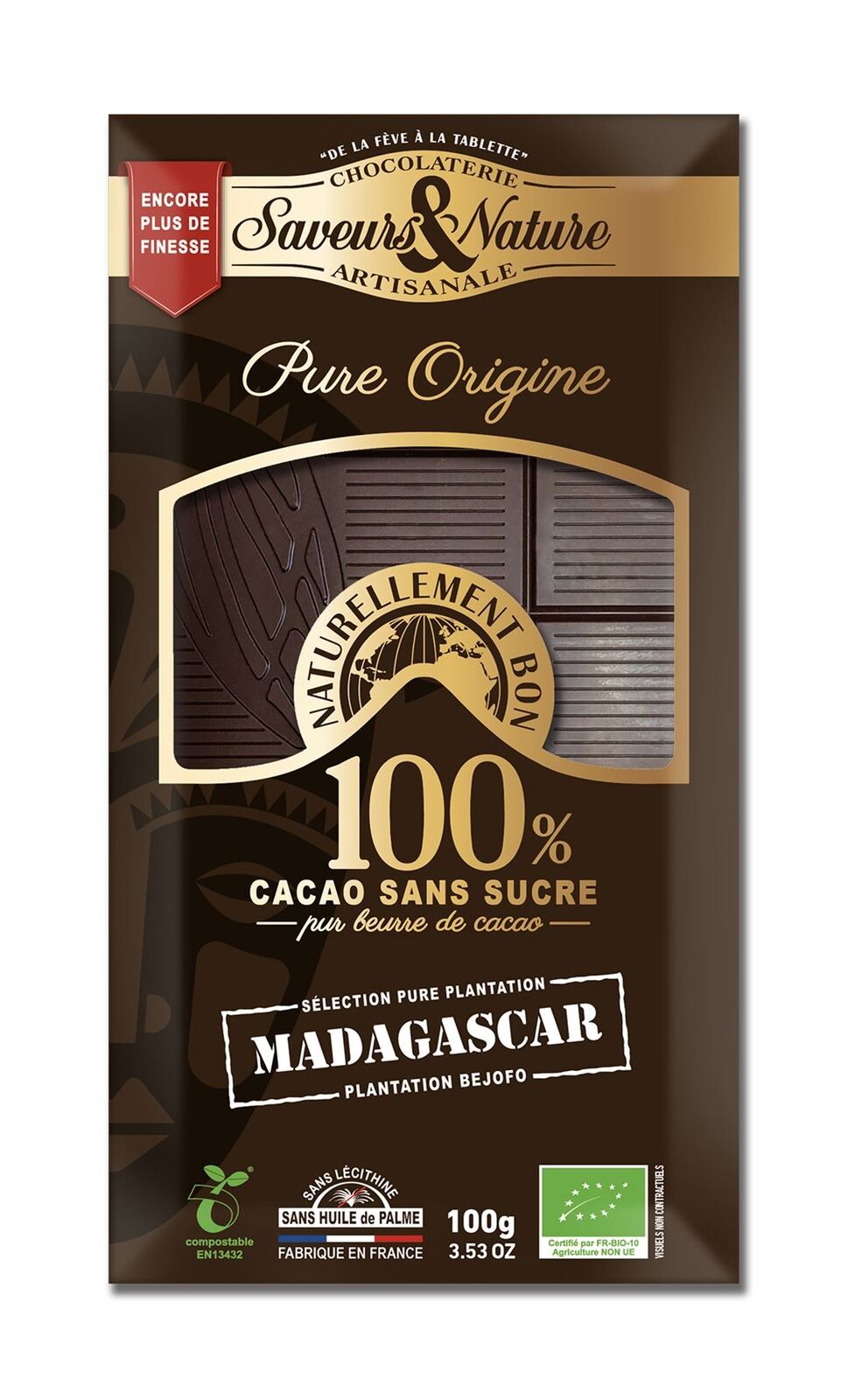 Ciocolata artizanala 100 Cacao Madagascar Bio Saveurs et Nature