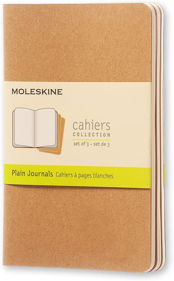 Set 3 caiete Moleskine Cahier Pocket, Plain Kraft Brown Moleskine