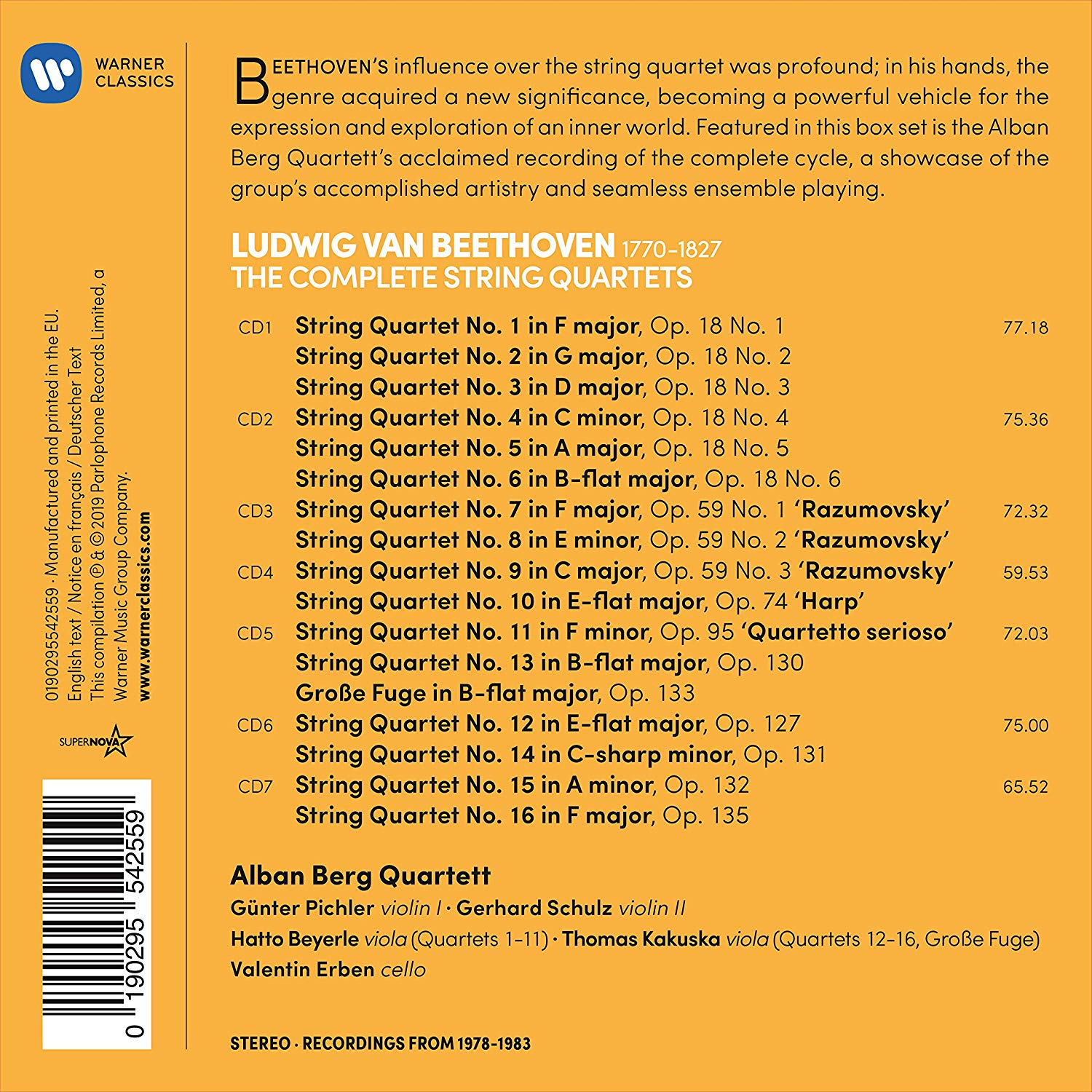 Beethoven The Complete String Quartets Alban Berg Quartett