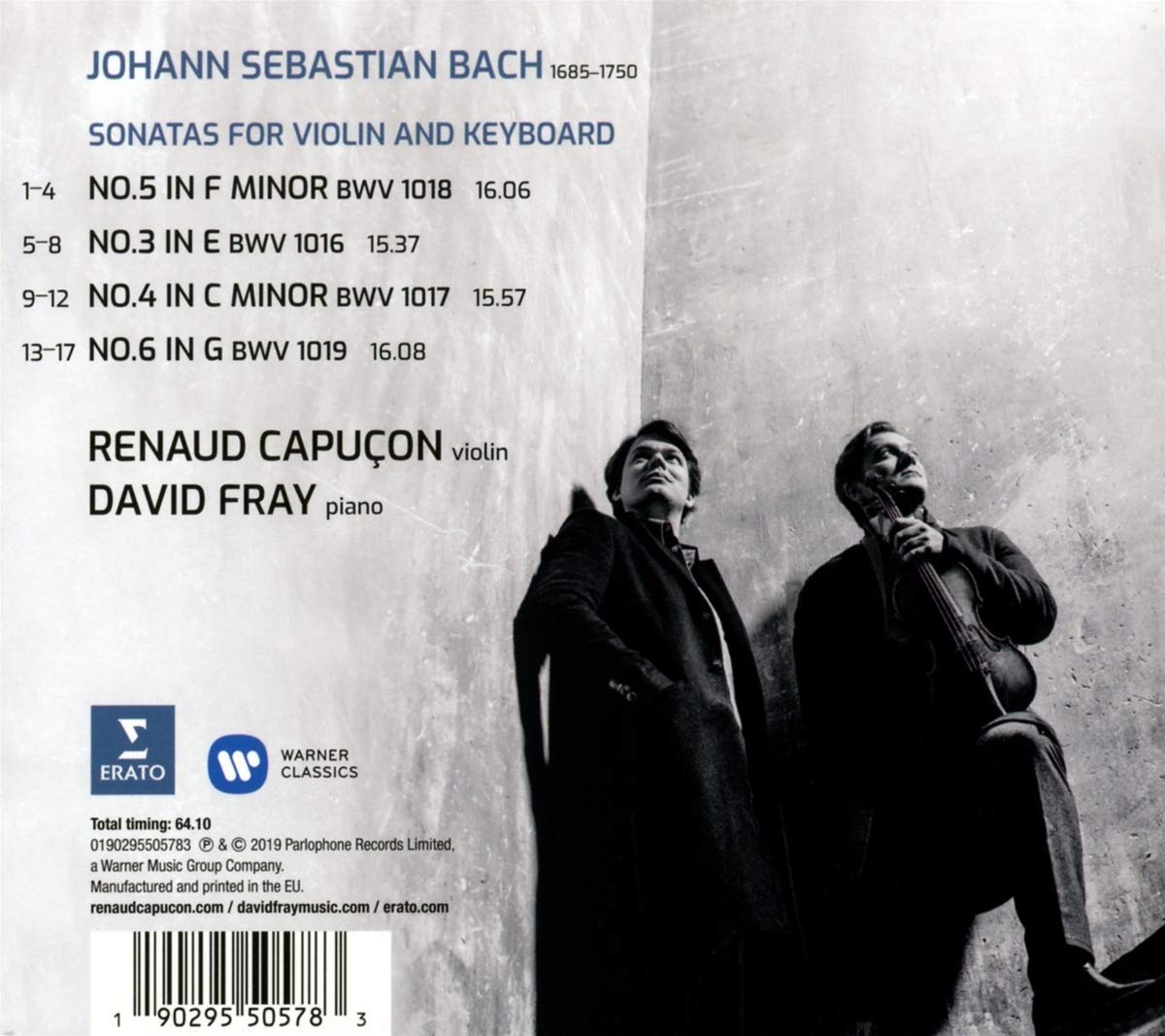 Bach Sonatas for Violin & Keyboard Nos 36 Renaud Capucon, David Fray
