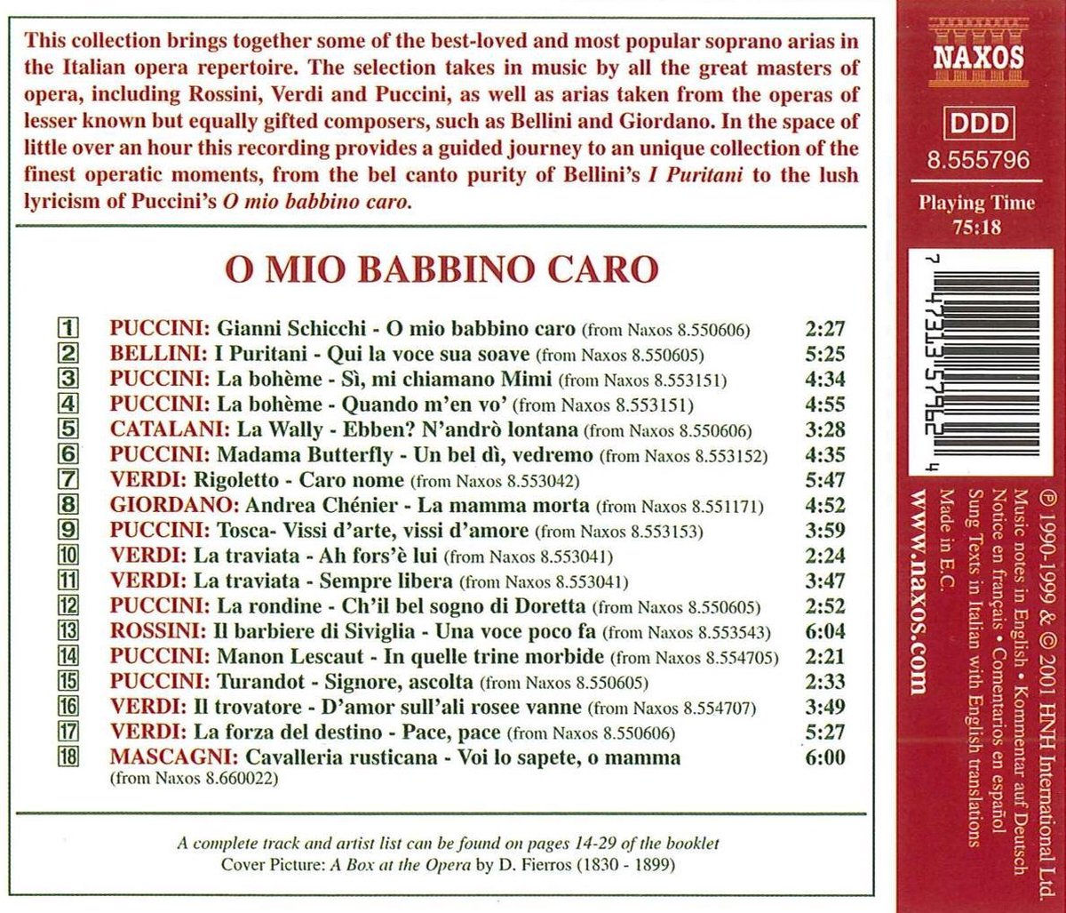 O Mio Babbino Caro Famous Soprano Arias from Italian Opera Various Composers