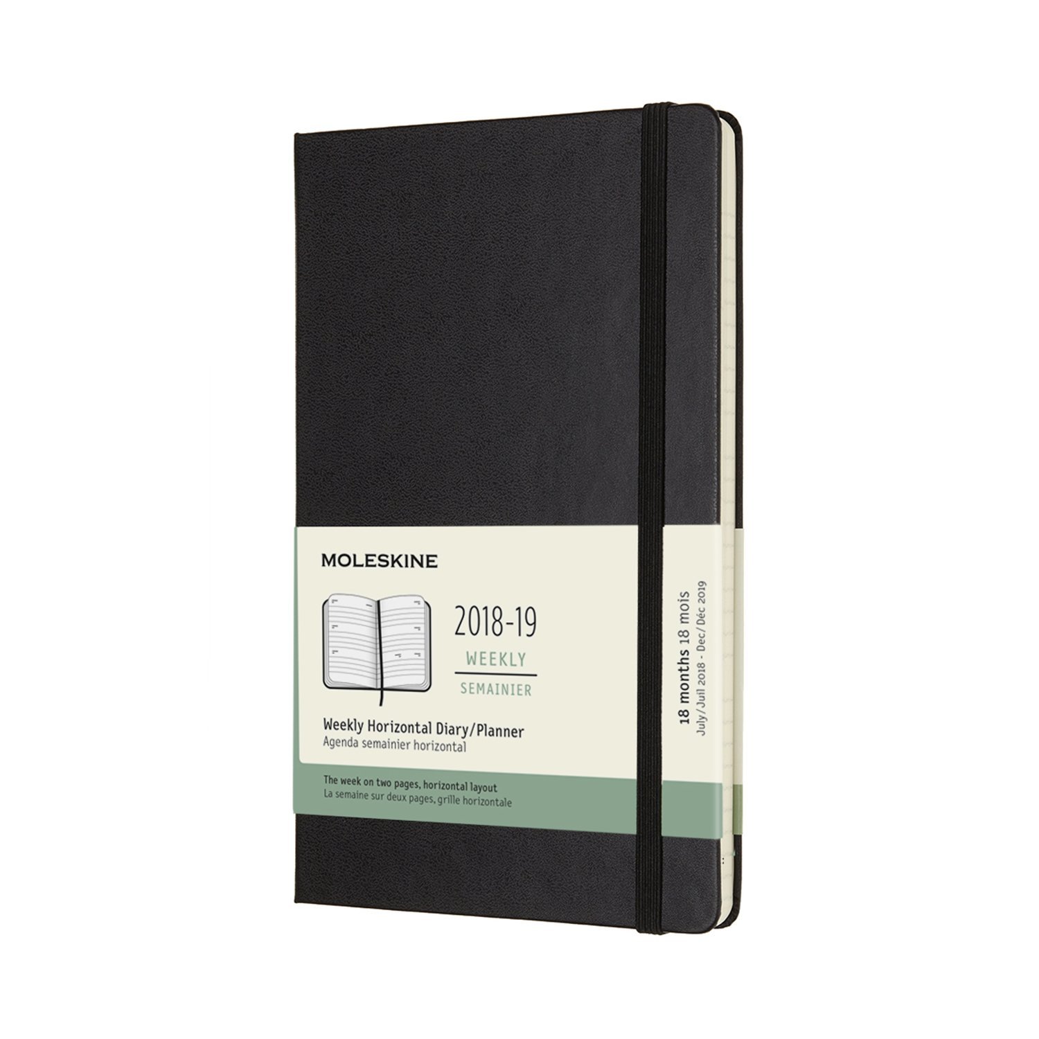 Agenda Moleskine Notebook Black Large Weekly Horizontal 18Month