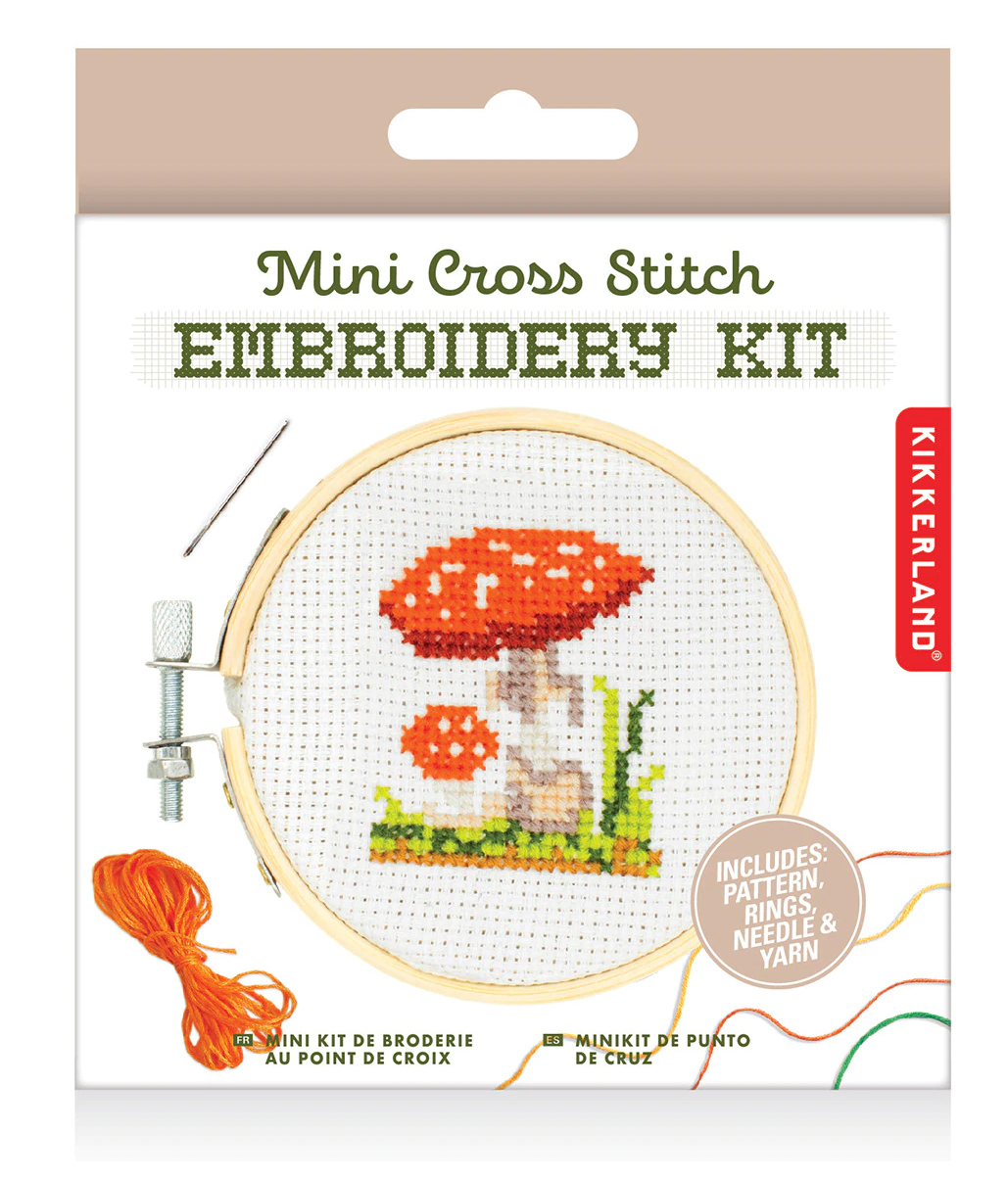 Kit goblen Mini Cross Stitch Embroidery Kit Mushroom Kikkerland