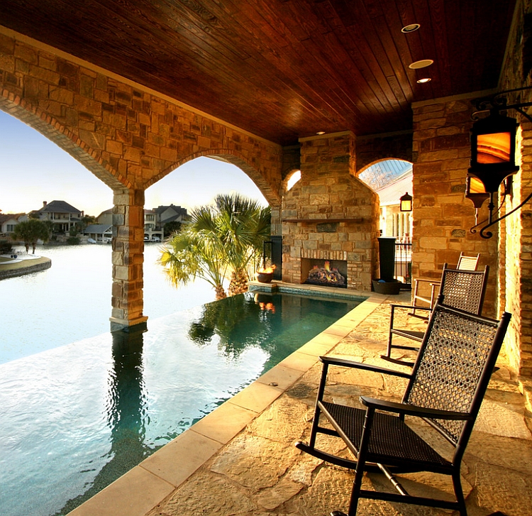 Incredible Pool With Fireplace For Small Space