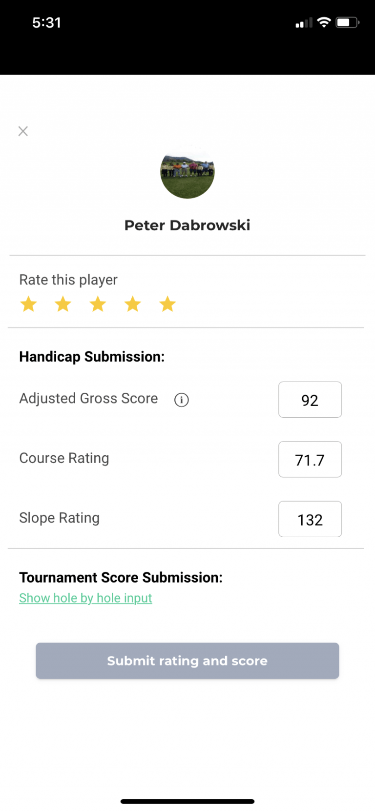 Golf Handicap on Deemples Deemples Golf App