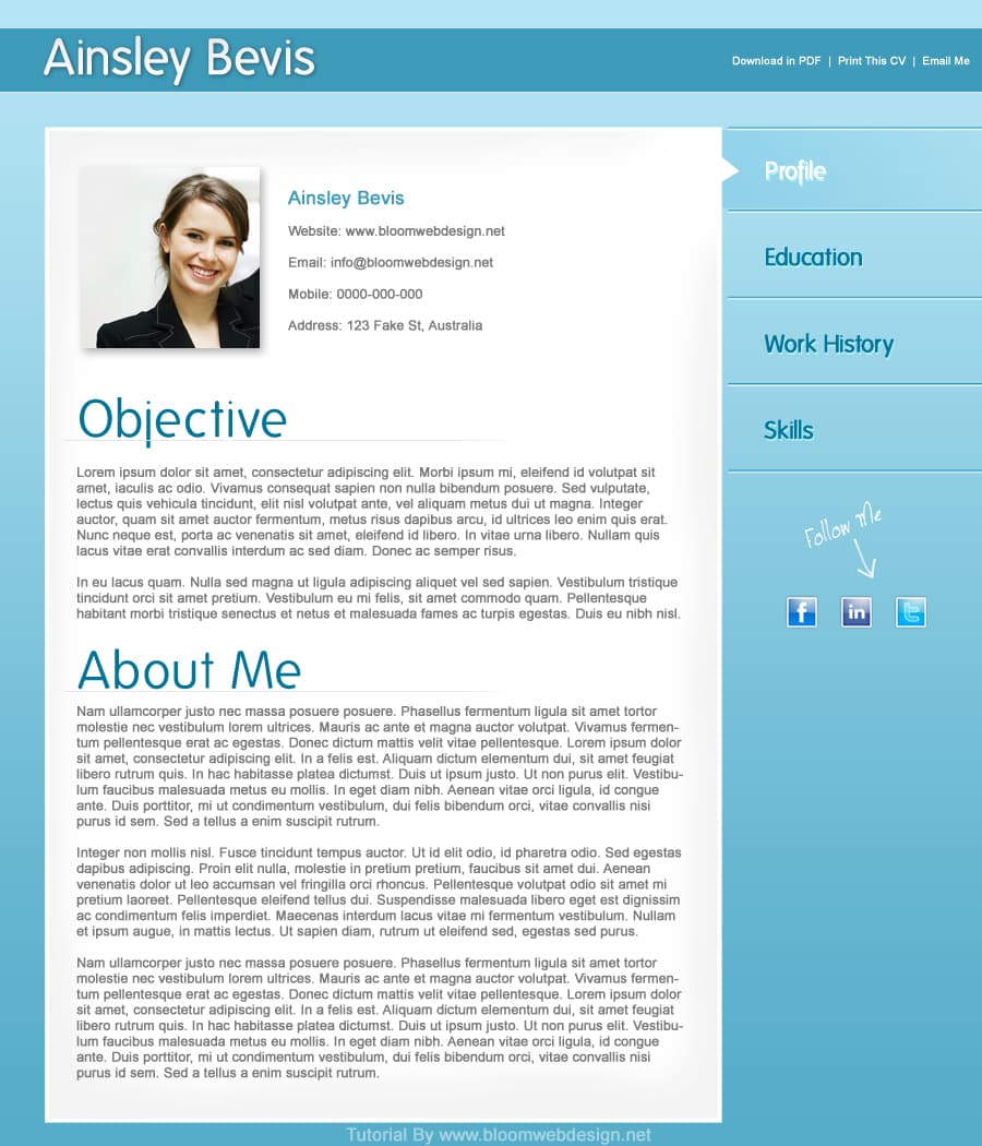 Design a Professional Resume/CV Template in