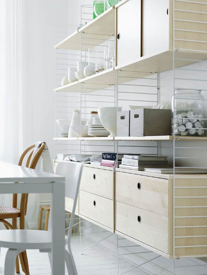Light Weight, Yet Stable Shelving Systems by String Furniture