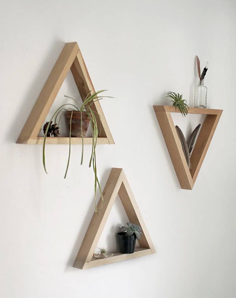 Wooden Triangle Shelves for Your Modern and Contemporary Interiors