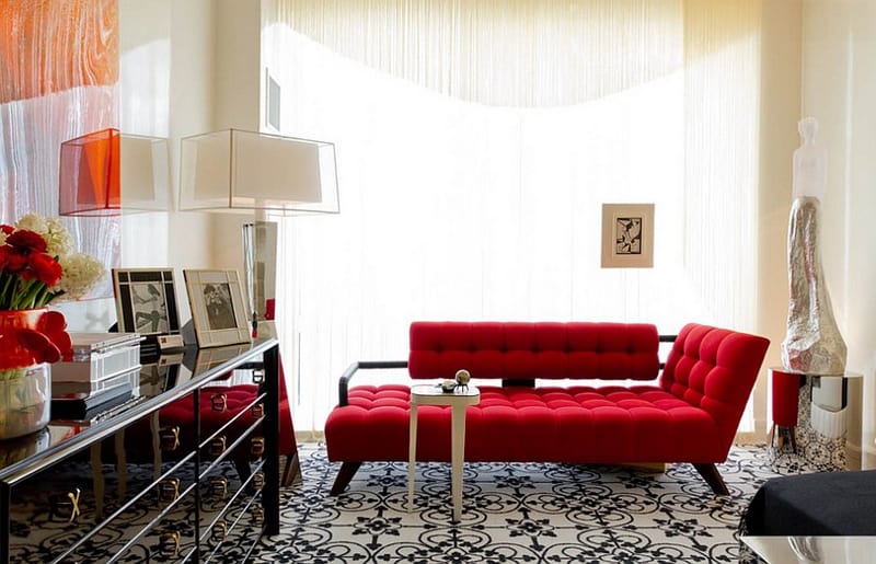 Adorable Red Sofas Creating a Modern Impression of Living Room