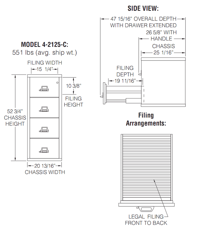 FireKing 4Drawer 25" Deep 1Hour Rated Fireproof File Legal