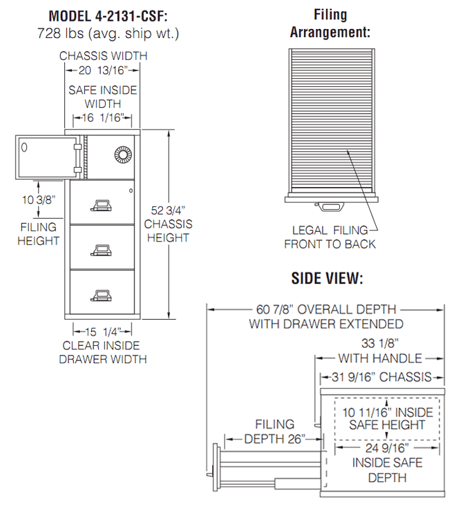 FireKing SafeInAFile 4Drawer 31" Deep 1Hour Rated Fireproof File