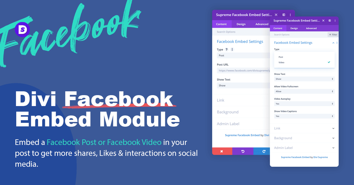 Facebook Embed Module Divi Supreme