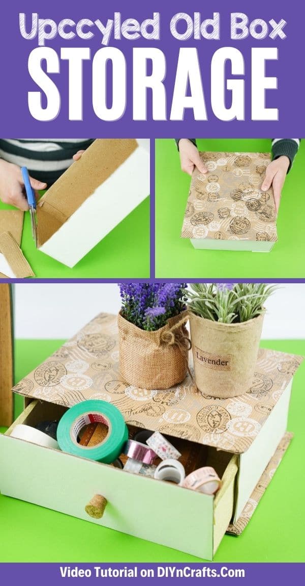 Pretty Upcycled Cardboard Box Drawer Storage DIY & Crafts