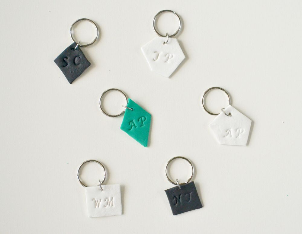 Monogrammed Clay Keychains