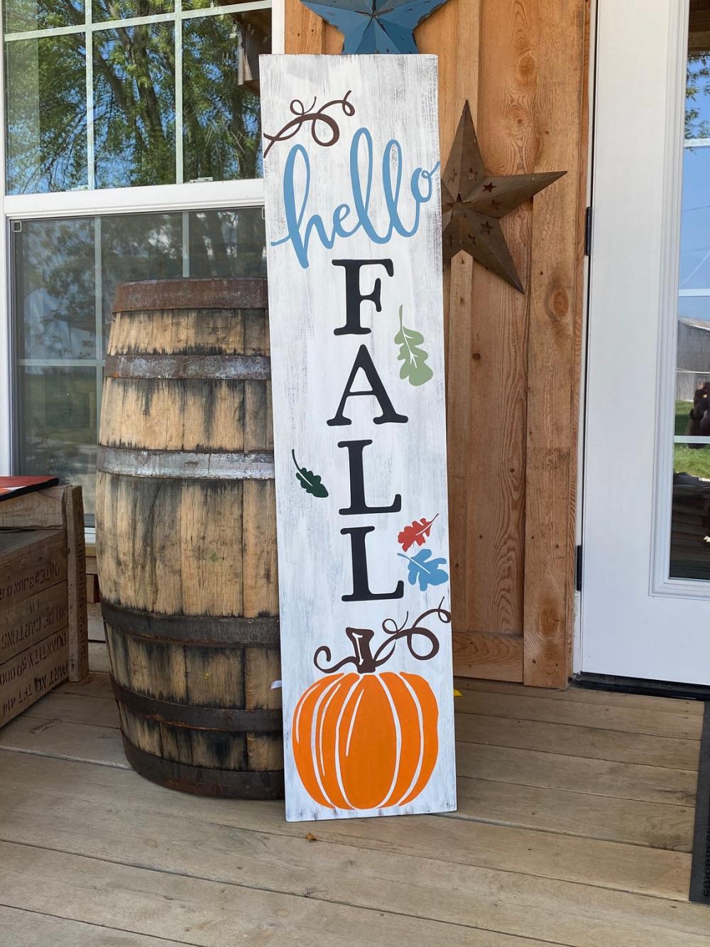 Hello fall porch sign
