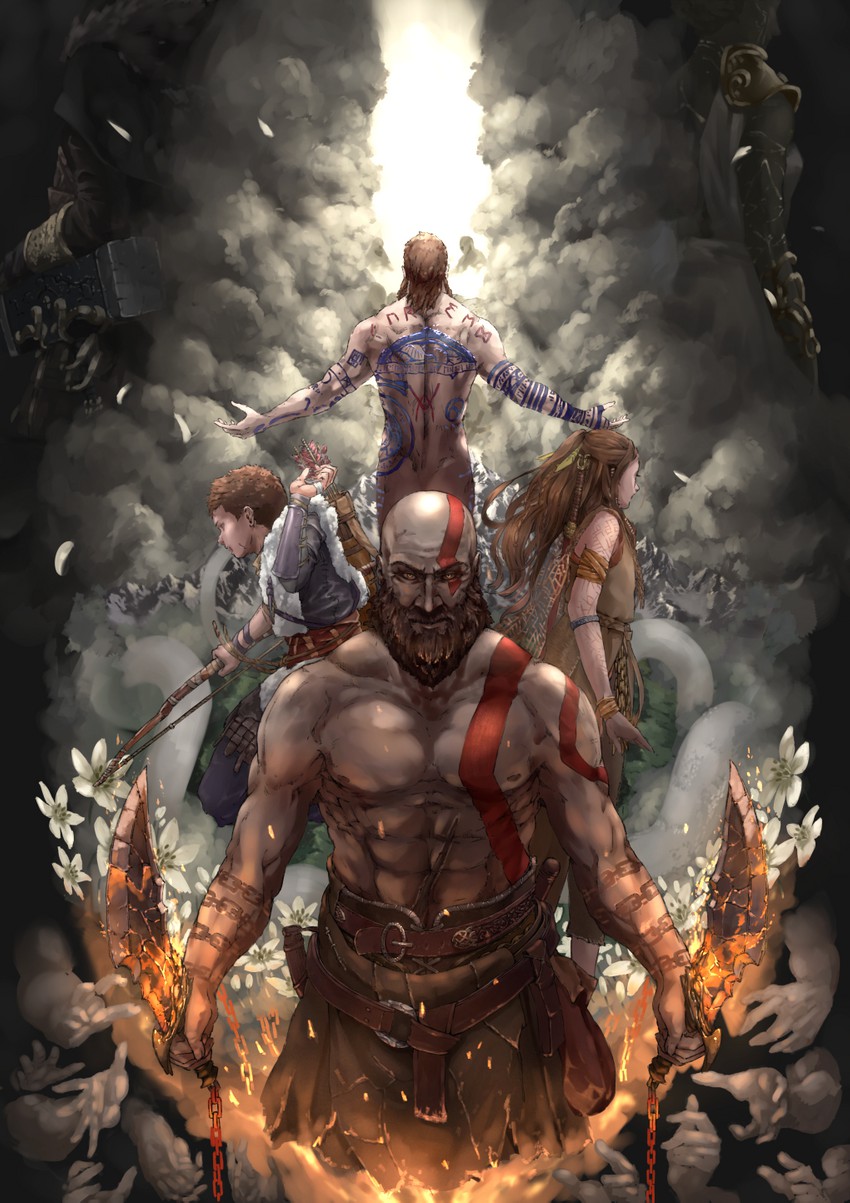 Kratos, Atreus, Freya, Athena, Baldur, And 1 More (God Of War) Drawn By Nagi_(Xx001122) | Danbooru 1203_x_850_jpg