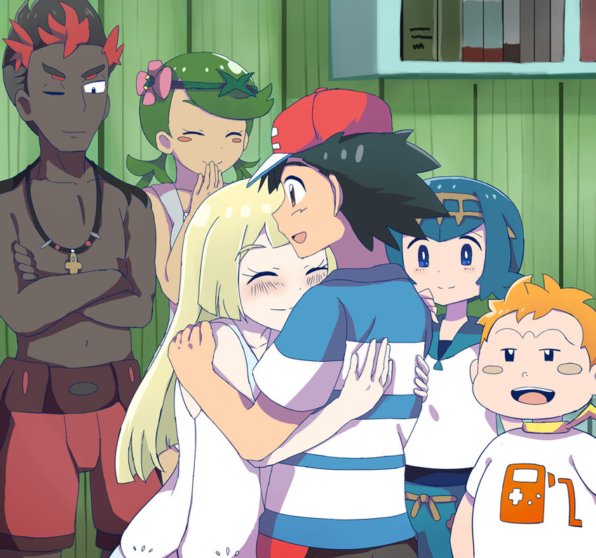 lillie, ash ketchum, lana, mallow, kiawe, and 1 more (pokemon and 2