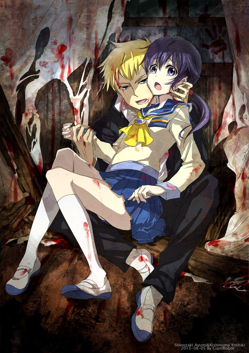 shinozaki ayumi and kishinuma yoshiki (corpse party) drawn