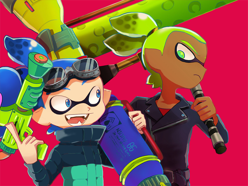 inkling, inkling boy, gogglekun, and riderkun (splatoon and 2 more