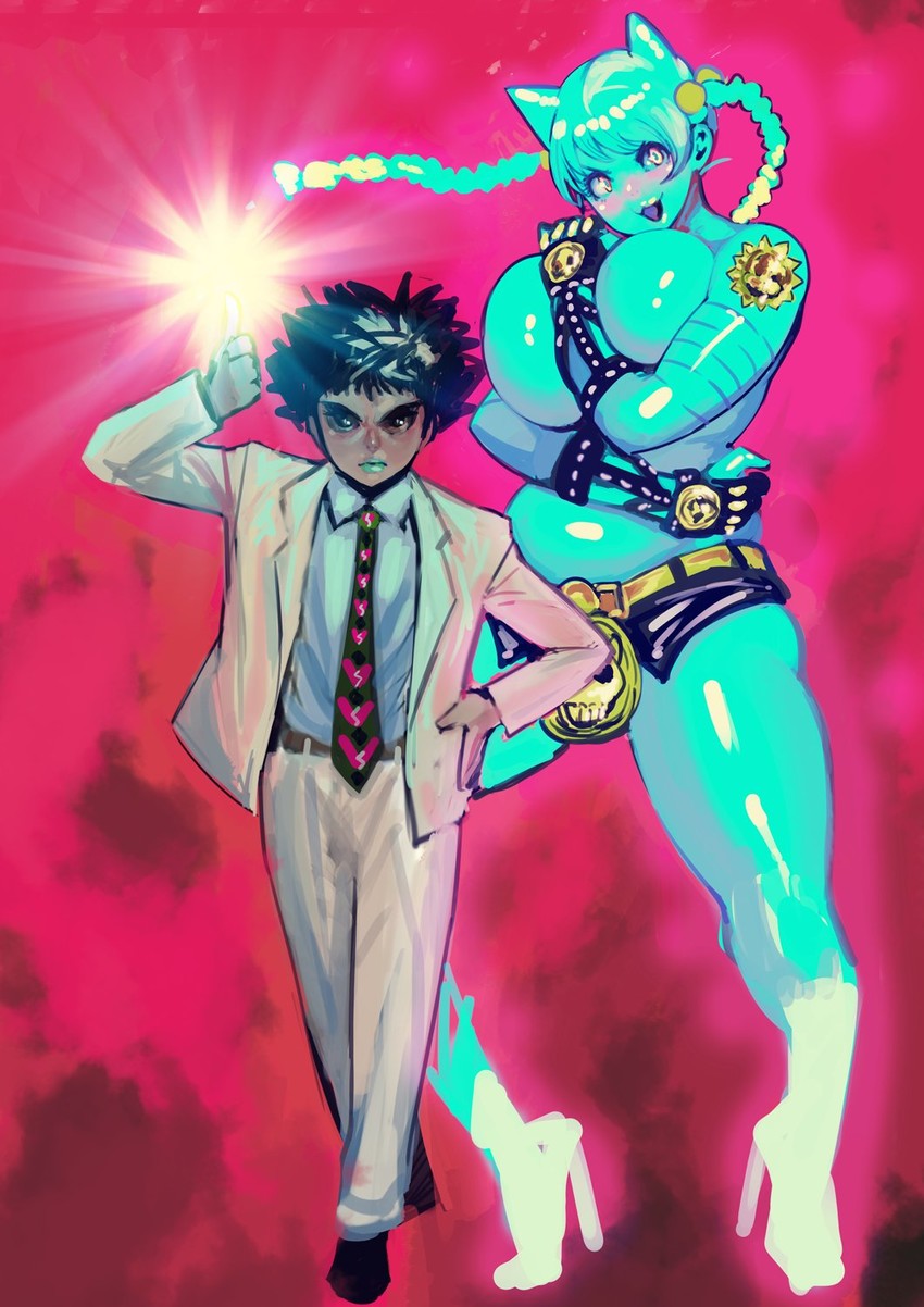 kira yoshikage, killer queen, suzurikawa sasha, and mucchan (jojo no