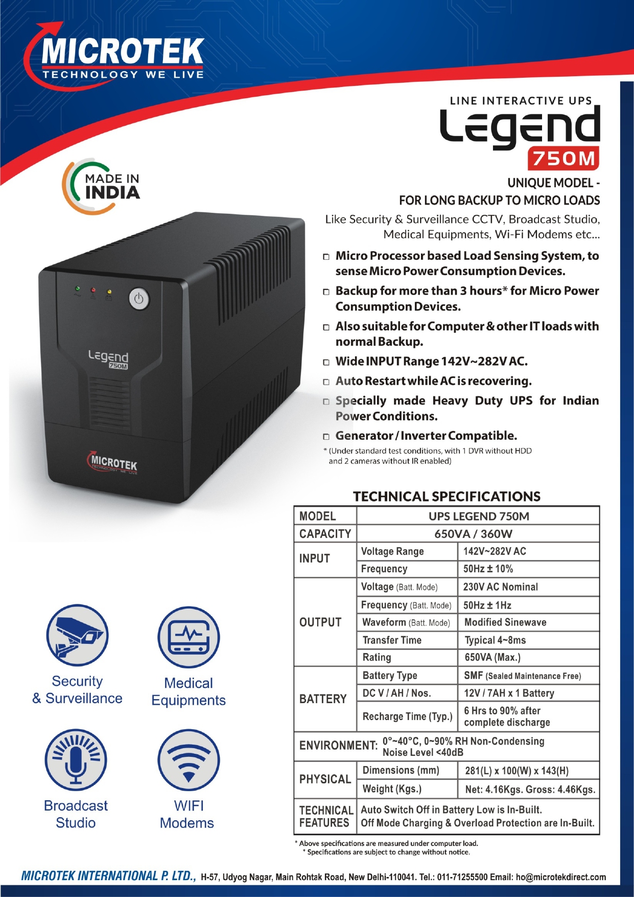 Buy Microtek UPS LEGEND 750M UPS Special for CCTV Backup online at best
