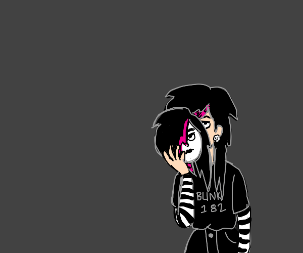 Emo girl with emo mask Drawception