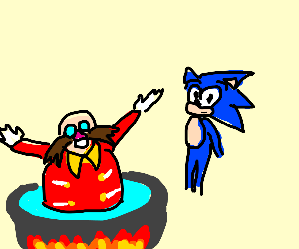Sonic makes an Eggman omelette Drawception