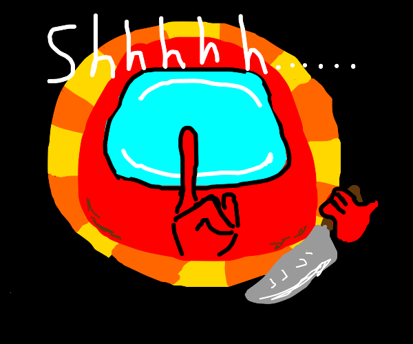 Red from among us with a knife Drawception