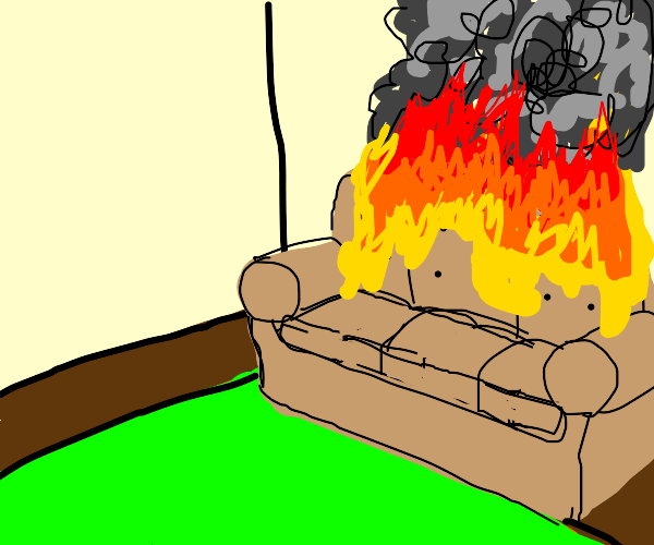 Sofa in a Fire Drawception