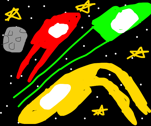 Among Us guys in space and stretched out Drawception