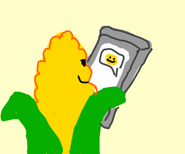 Corn texting Emoji Drawception