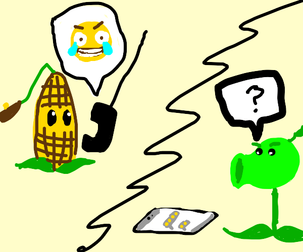 Corn texting Emoji Drawception