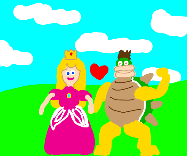 Princess Peach marries Bowser Drawception