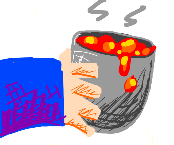 A Bucket crossing Lava Drawception