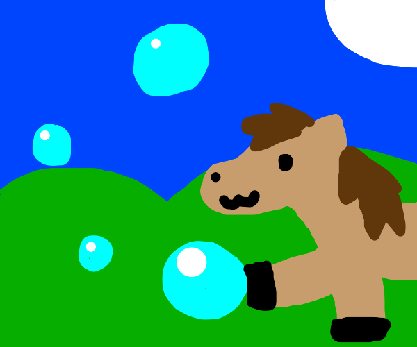 Horse pushing a Bubble Drawception