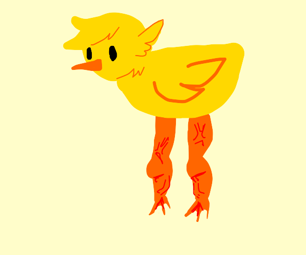 duckling with huge buff muscly legz Drawception
