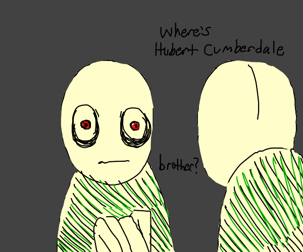 Salad fingers looking at glass brother Drawception