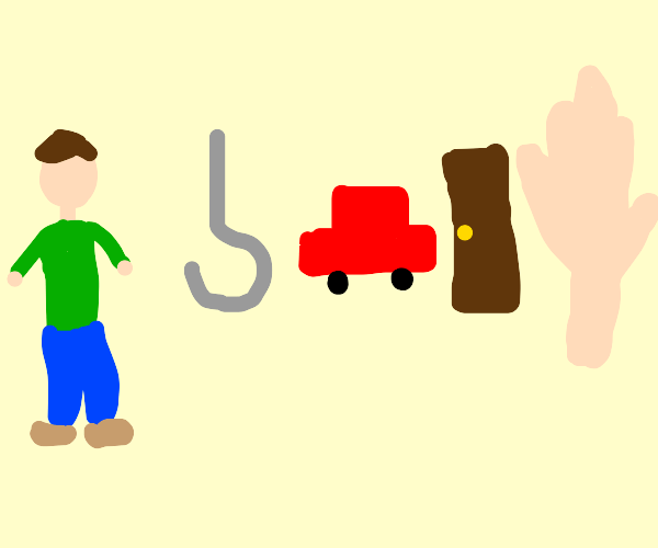 Man hook car door hand Drawception