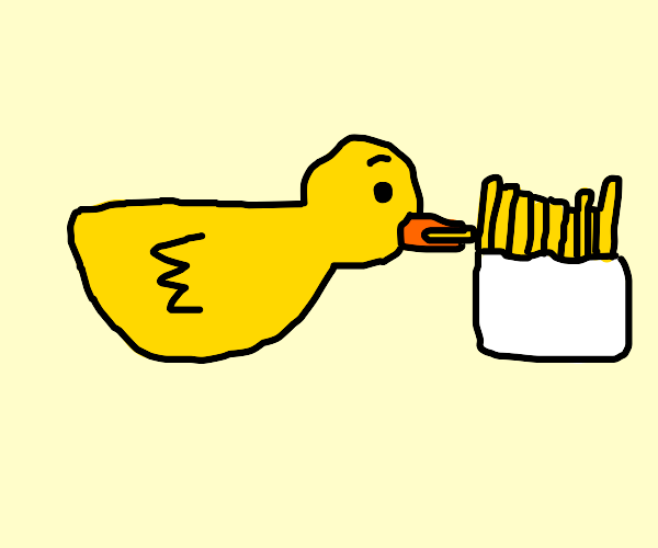 Duck eating French Fries Drawception