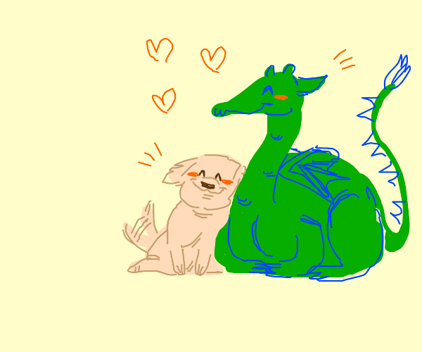 Dog loves Dragon Drawception