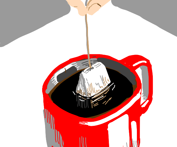 Tea bag in cup of coffee Drawception