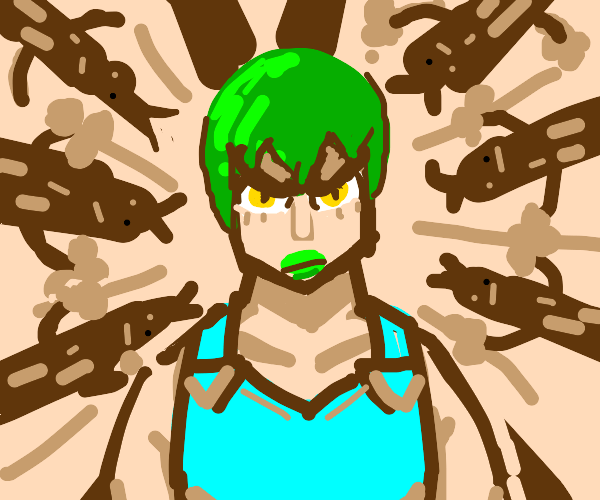 Rohan Kishibe (JJBA) but chibi Drawception