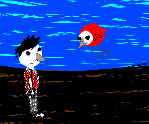 human and bird look like each other Drawception