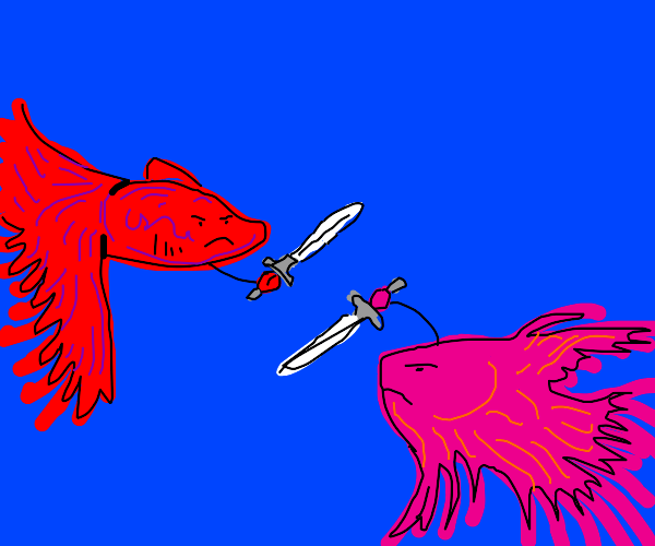 betta fish battle Drawception