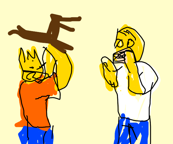 Bart hits homer with a chair Drawception
