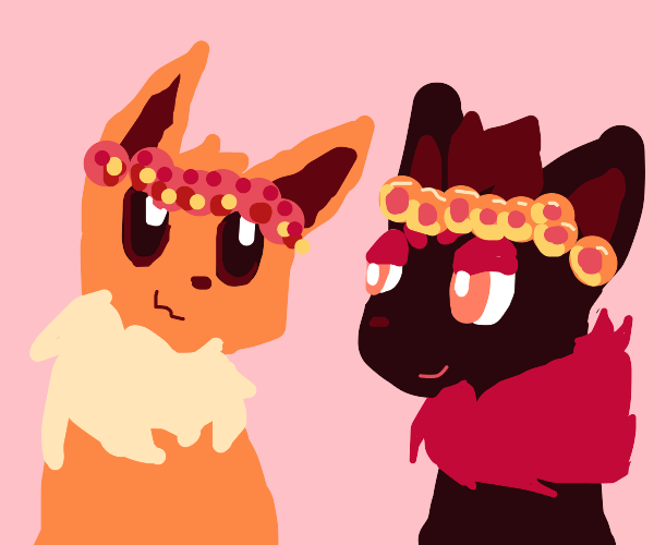 eevee and another pokemon got flower crowns) Drawception