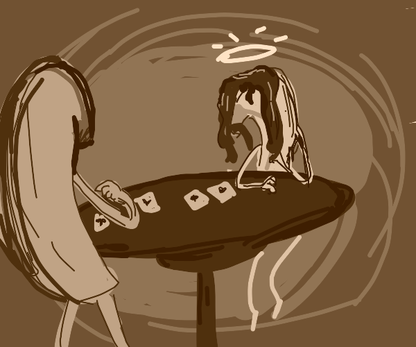 Intense banana poker game (w/ banana jesus) Drawception